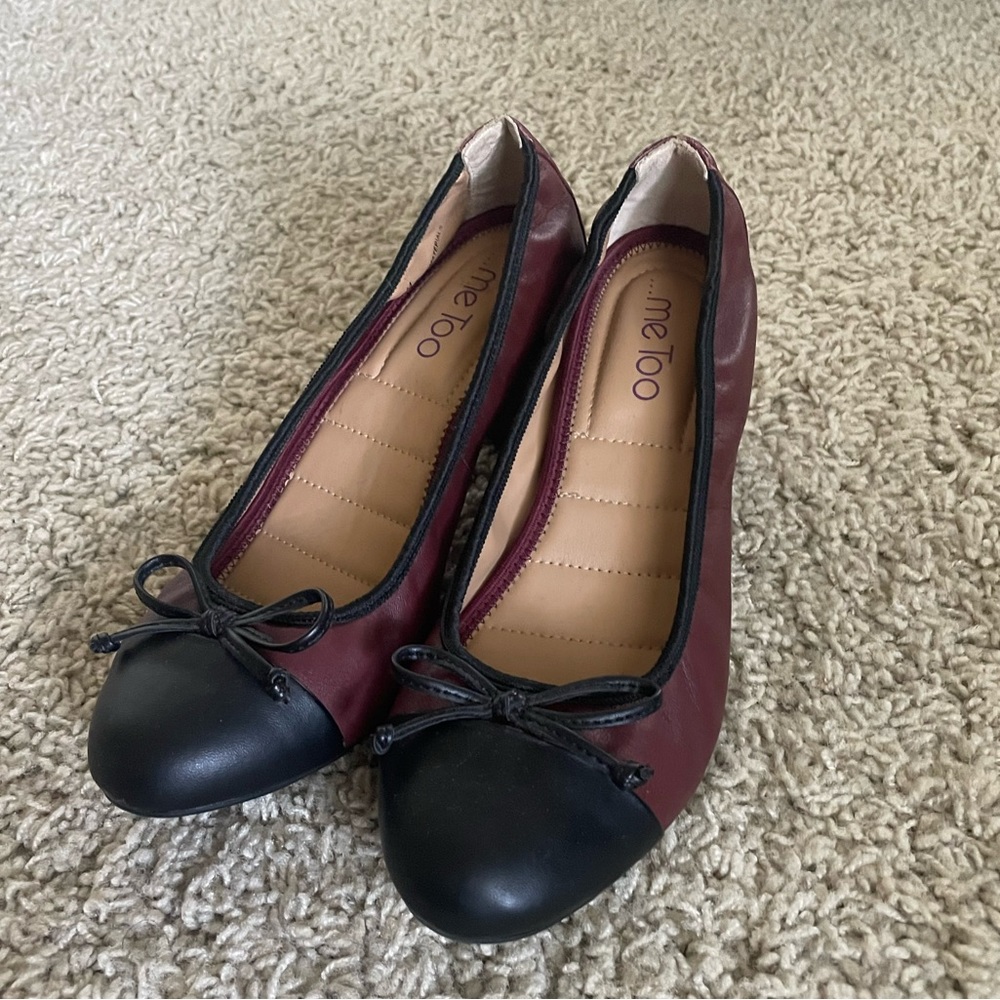 Red and black mini block heels